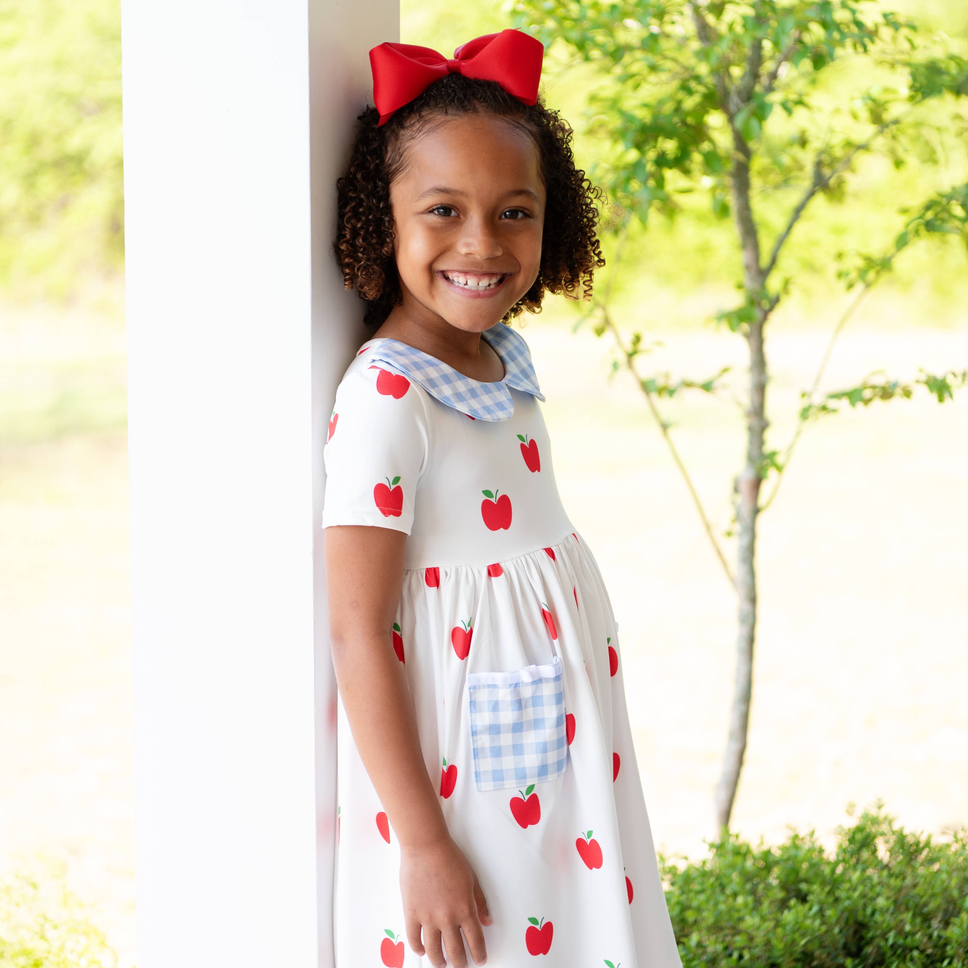 Sugar Bee Clothing - Wholesale Dress - Kids - Back to School Outfit - Red Apples Twirl Dress1