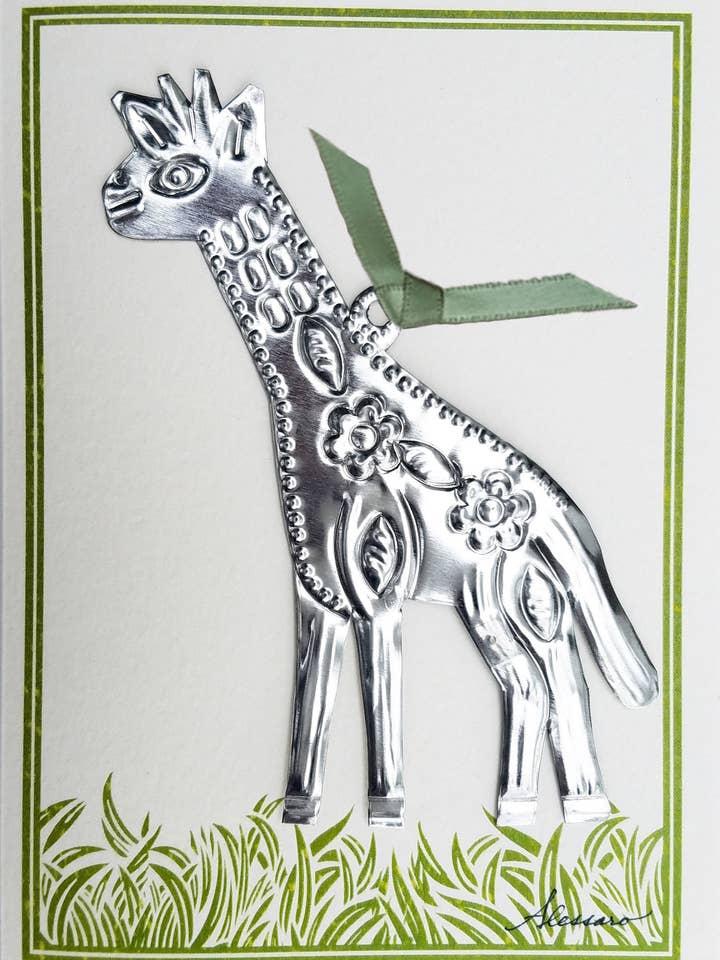 Giraffe Keepsake Ornament on Greeting Card for wholesale by Alessaro Designs