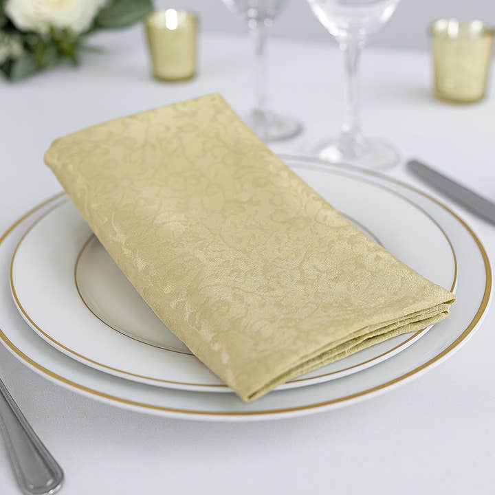 Gold Damask Holiday 18-Inch Dinner Napkin for wholesale by Fennco Styles