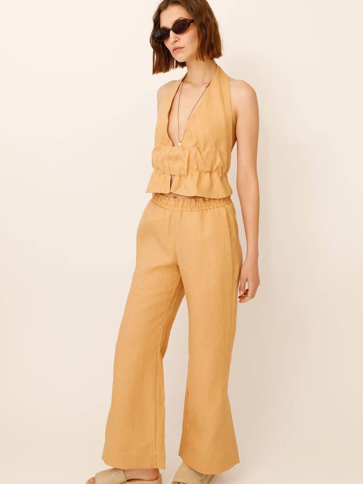 WUESTE - Wholesale Blouse - Women's - Juana Open-Back Linen Halter Top2