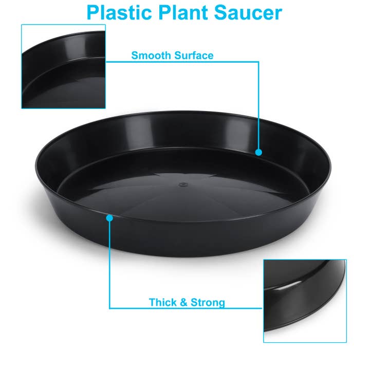 Austin Planter - Wholesale Plant Pot - Plant Saucers - Black PP, Heavy Duty, Indoor or Outdoor