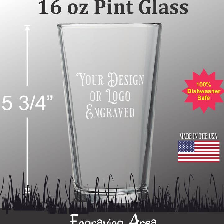 Your Design or Logo - Pint glass and other Purchase Wholesale custom beer glasses. Free Returns & Net 60 Terms on Faire trending on Faire.