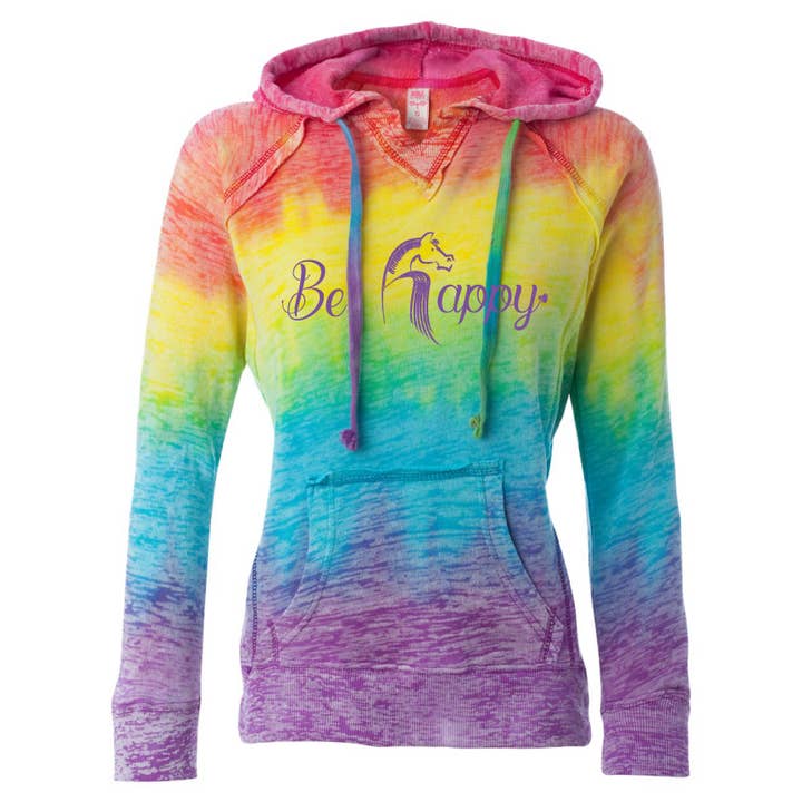 Horseplay Apparel - Wholesale Hoodie - Women's - Be Happy Tie Dye Hoodie