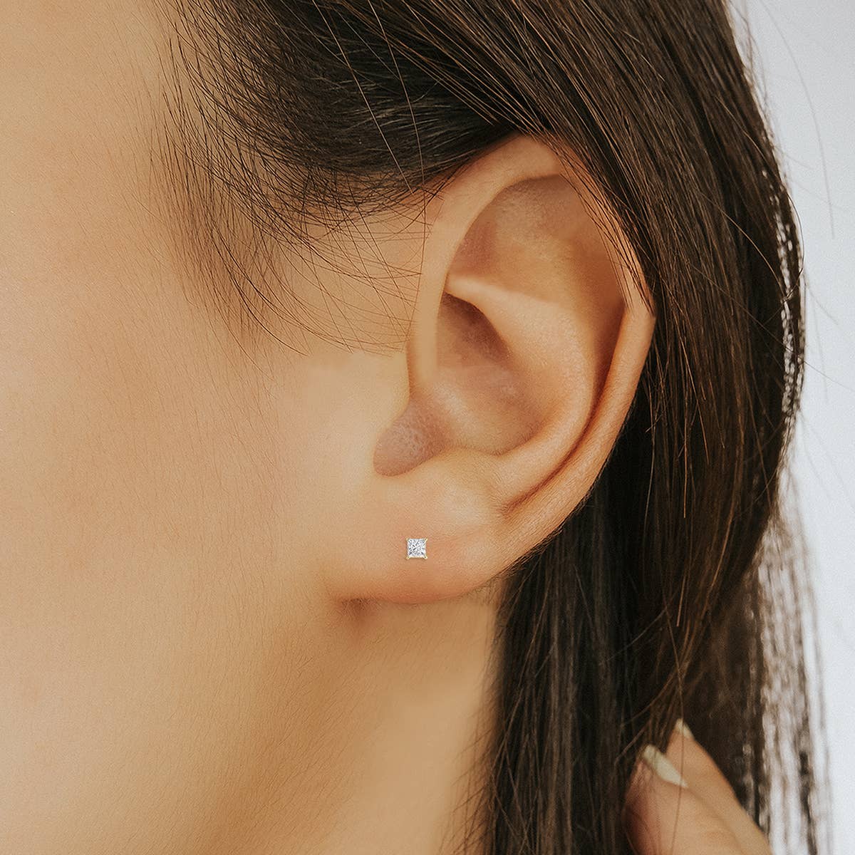 Szul USA LLC - Vente Clous d'oreille - Boucles d'oreilles en diamant taille princesse de 1 carat cultivé en laboratoire en or jaune 14 carats4