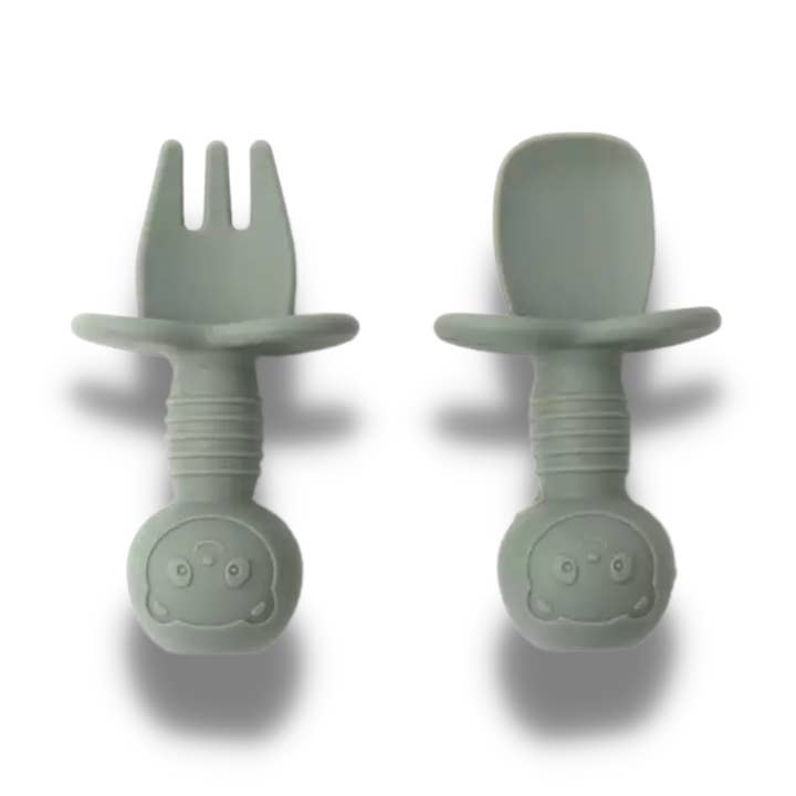 Training Fork And Spoon – Green for wholesale by Eat Well Bebe