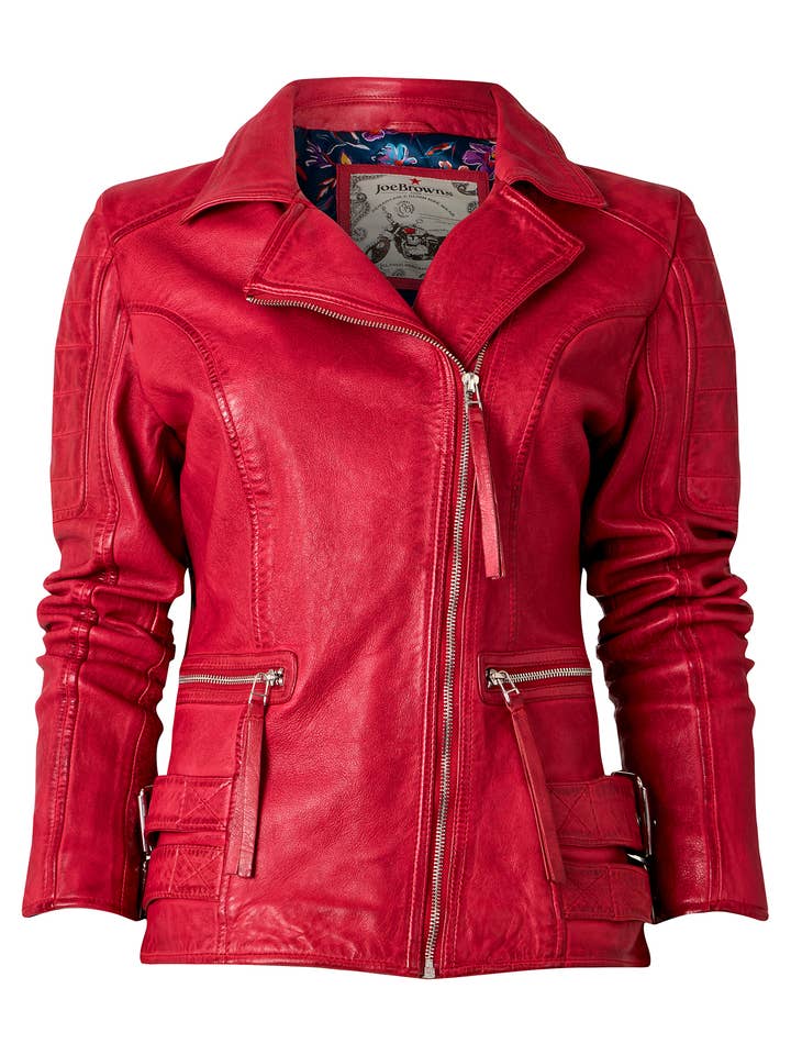 Joe Browns – wholesale Leather jacket – Women′s – Ruby Leather Collared Biker Jacket1