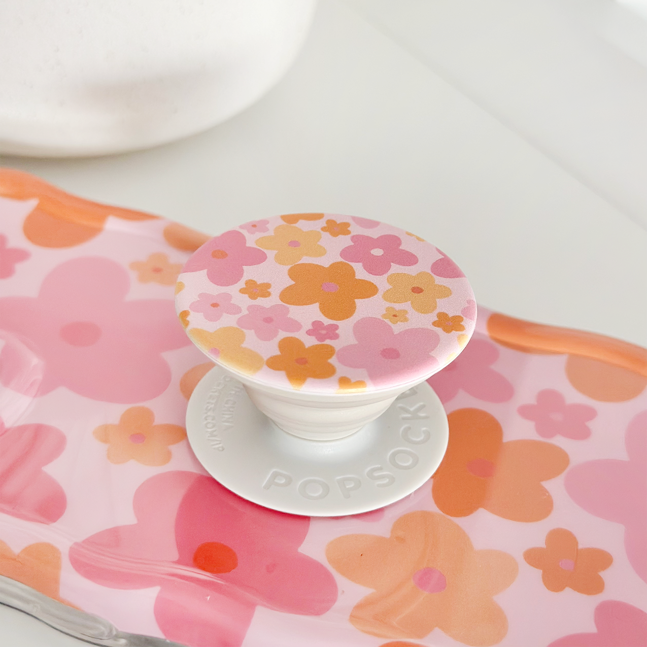 Coconut Lane – wholesale Phone grip – PopSocket Grip - Pink & Orange Bloom3