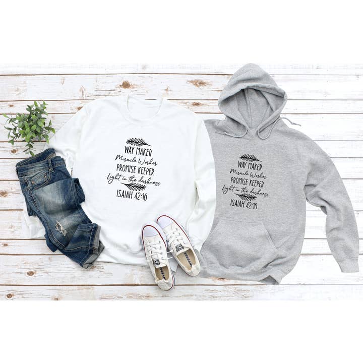 Way Maker Sweatshirt, Miracle worker promise keeper My God for wholesale by Tee Story