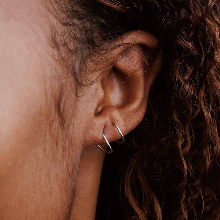 Nina Designs - Wholesale Hoop Earrings - Sterling Silver Double Pierced Illusion Earrings 10mm