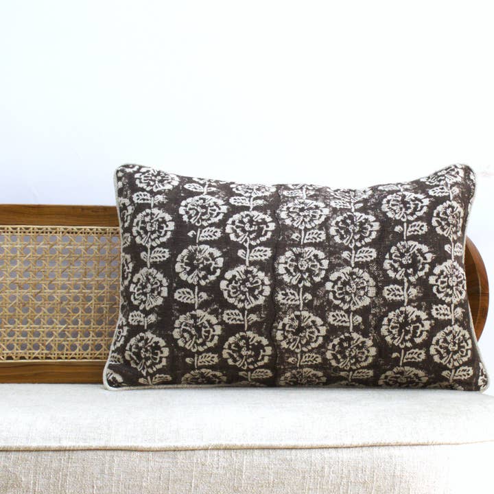 Eyda Homes - Wholesale Throw pillow cover - Floral Hand Block Printed Linen Pillow Cover for Boho Decor3