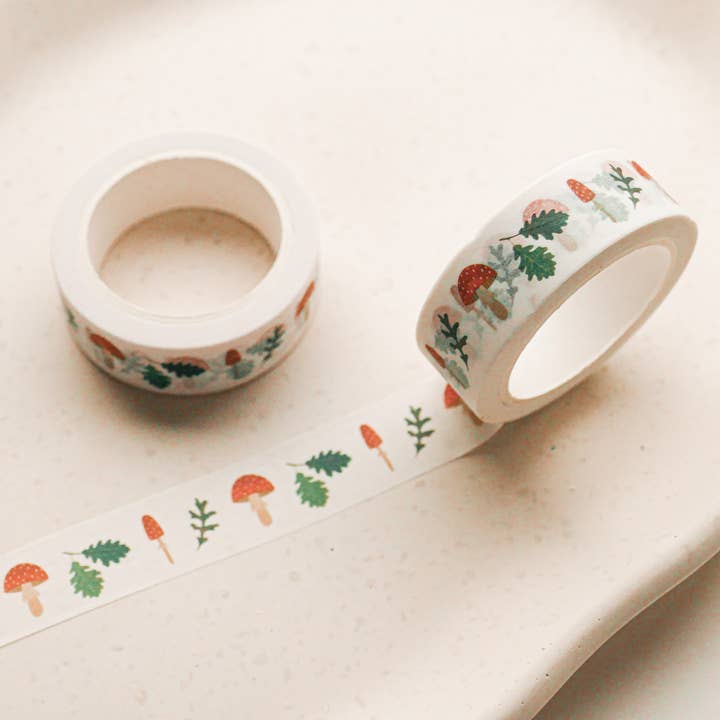 Tilda&Theo - Vendita all'ingrosso Nastro washi - Washi Tape - nastro adesivo a forma di fungo, foresta, foglie1