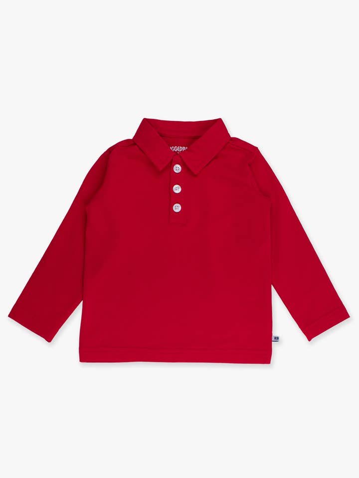 Boys Red Knit Long Sleeve Polo Shirt
for wholesale by RuffleButts + RuggedButts