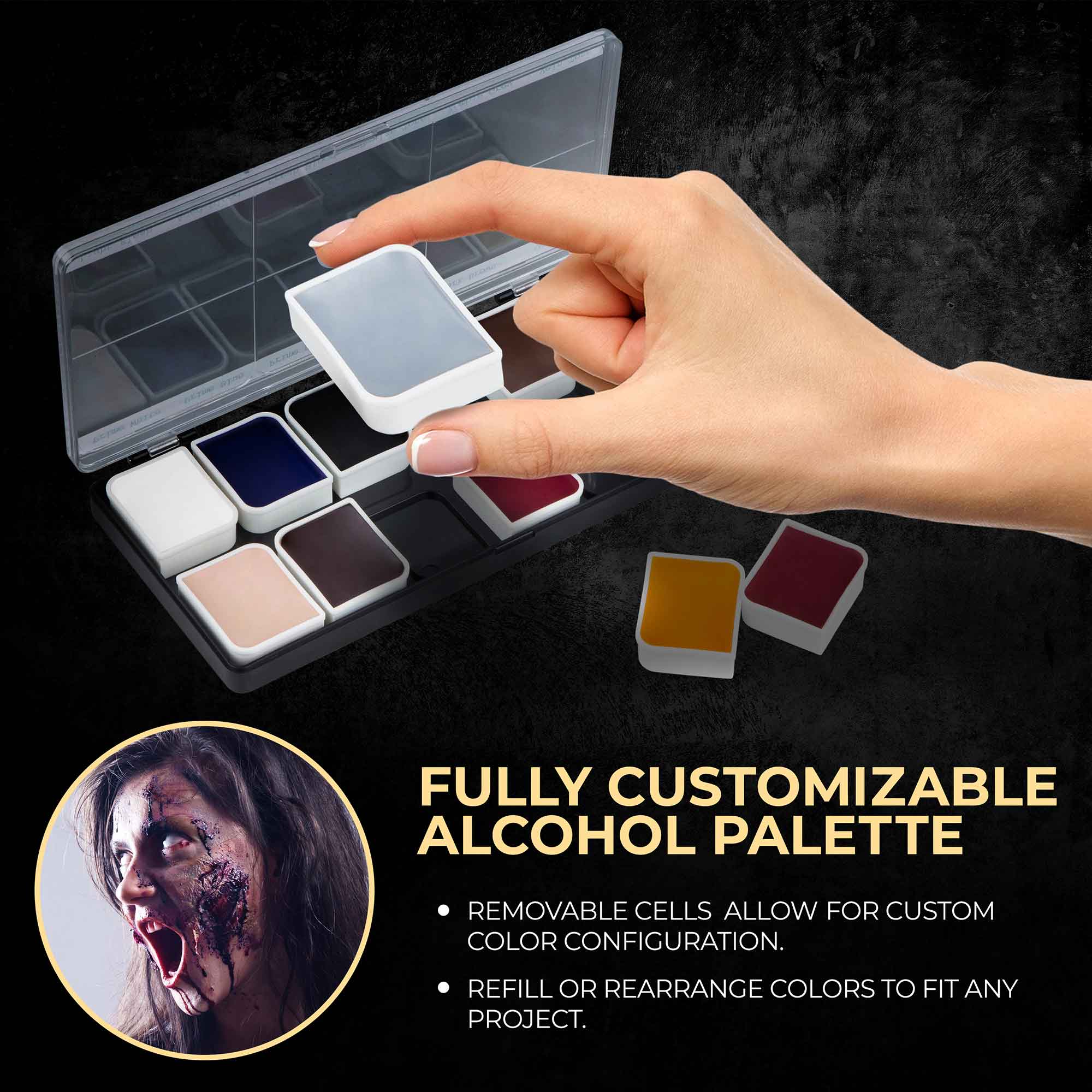 Narrative Cosmetics - Wholesale Schmink - Kinderen - 12-kleuren professionele zombie SFX-make-uppalet, alcohol-geactiveerd6