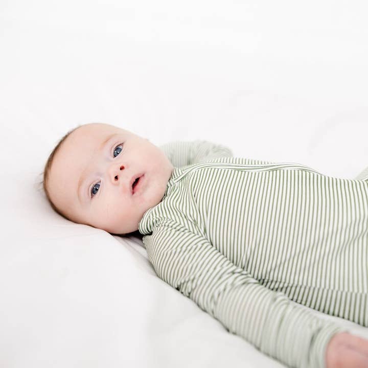 Motette - Wholesale Sleepsuit - Baby - Evergreen Stripe Bamboo Sleeper3