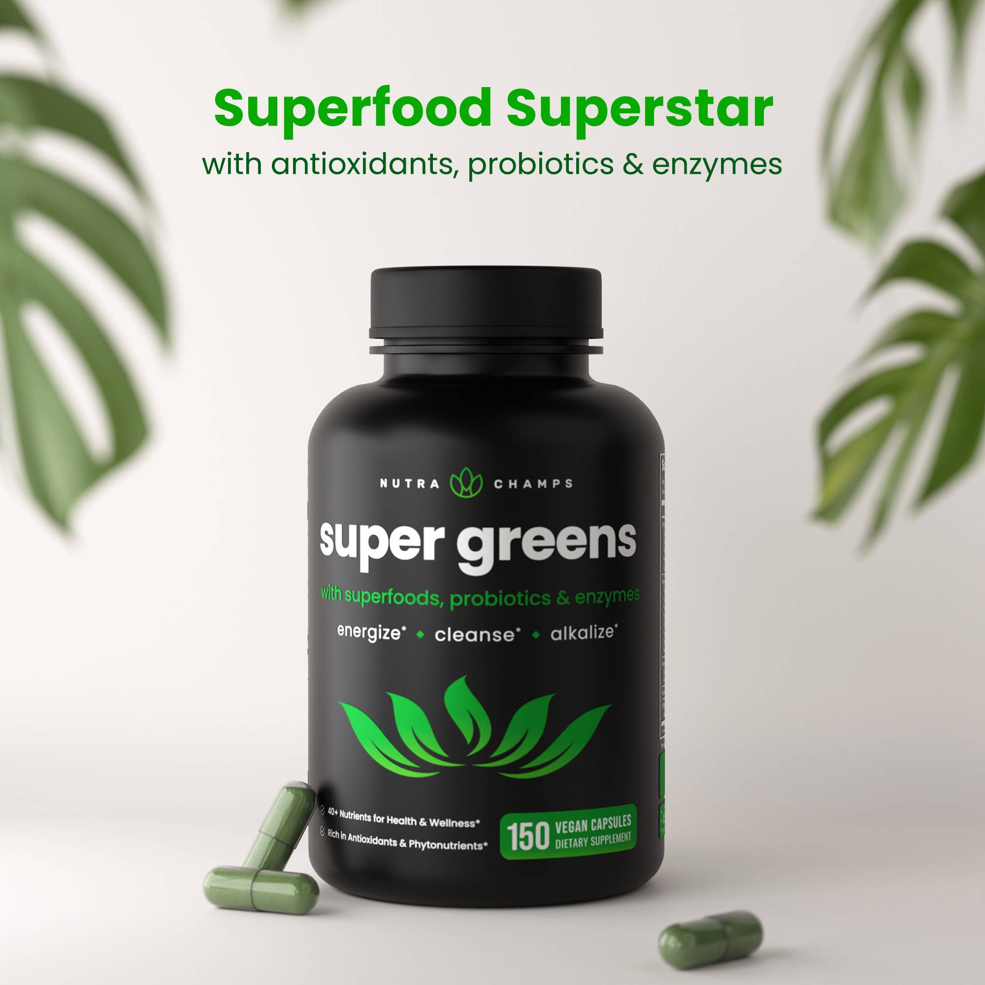 NutraChamps - Wholesale Oral Supplement/Vitamin - Super Greens Capsules - 40+ Superfoods & Greens1