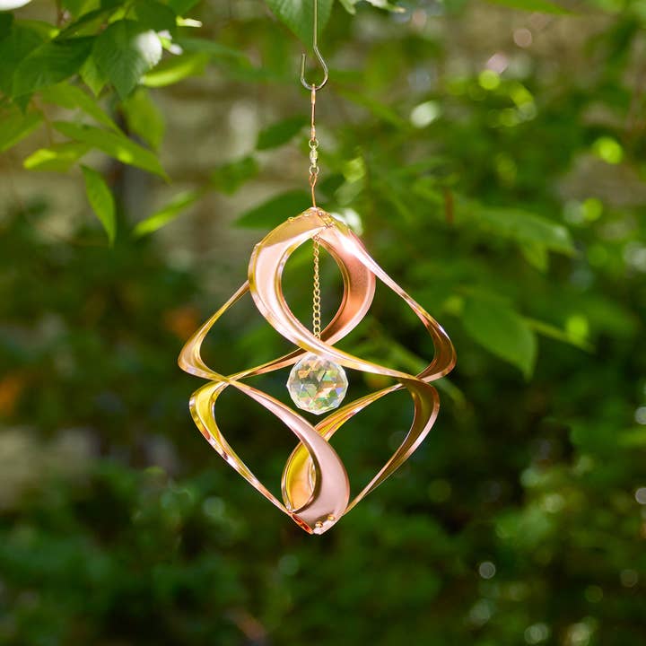 Copper Cosmix Garden Spinner w/ Crystal -11" for wholesale by GeoCentral