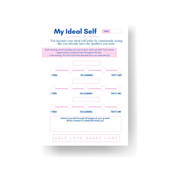 My Ideal Self Reflection Notepad for Self Care for wholesale by Selfish