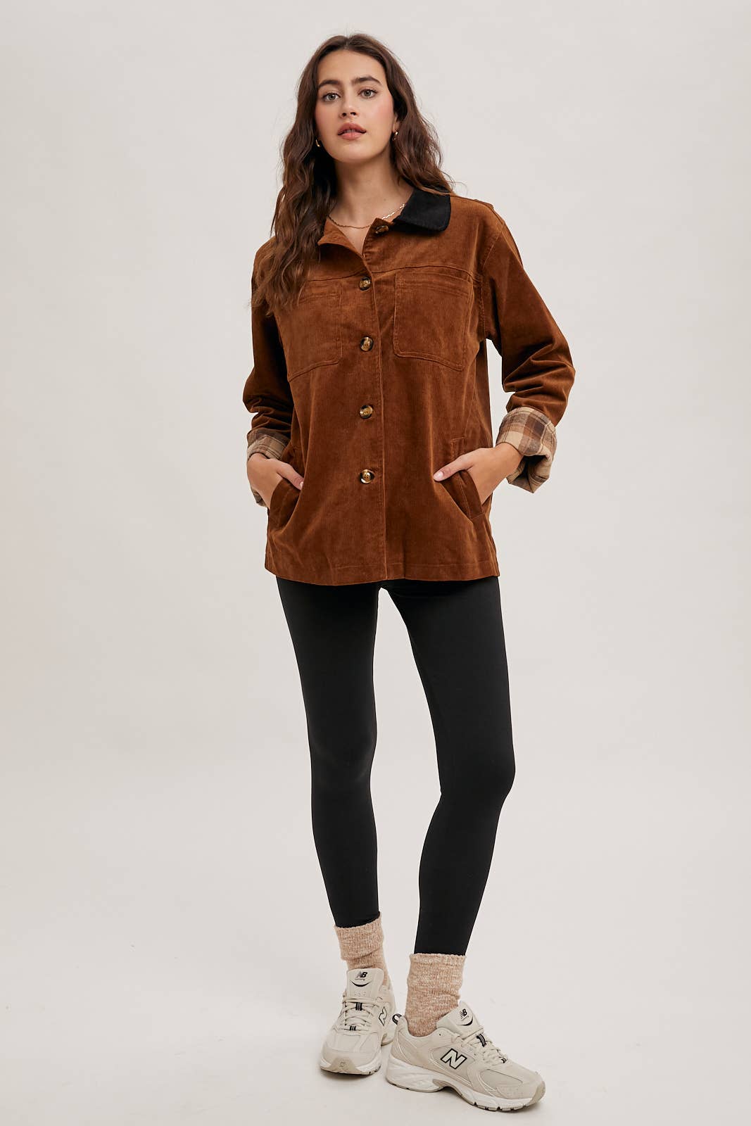 Peace Love Line - Wholesale Coat - Women's - PL4686 - CORDUROY BUTTON DOWN BARN COAT INNER PLAID6