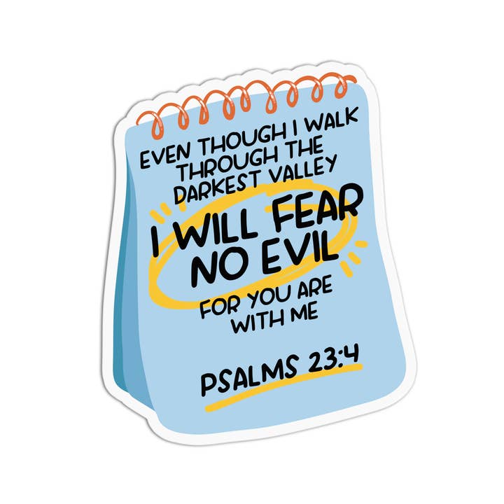 Psalms 23:4 Bible Verse Vinyl Textured Sticker for wholesale by Girls Printing House