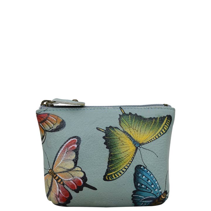 Hand-Painted Leather Coin Pouch - 1031 for wholesale by Anuschka | Vanya Lara (USA)