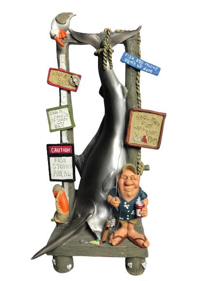 Catch of the Day Fisherman with Hanging Fish Figure for wholesale by Boutique ArtNika