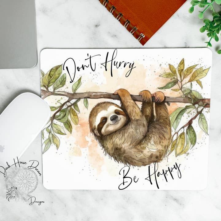 Dark Horse Dream Designs LLC - Vendita all'ingrosso Tappetino per mouse - Non correre, sii felice, divertente bradipo animale, tappetino per mouse