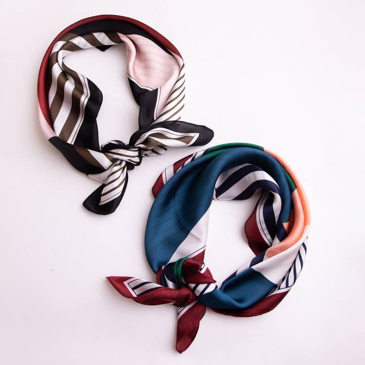 Leto Accessories - Wholesale Bandana - Women's - Colorblock Satin Bandana - Silky & Oversized 🤩