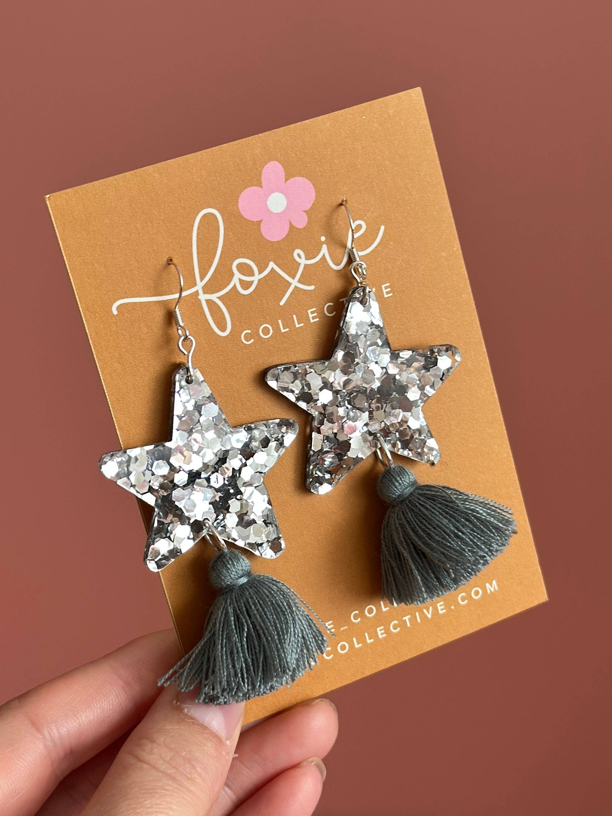 Foxie Collective - Wholesale Dangle Earrings - Custom Star Dust Dangles | Silver or Gold | Select Tassel Colour | WHOLESALE7