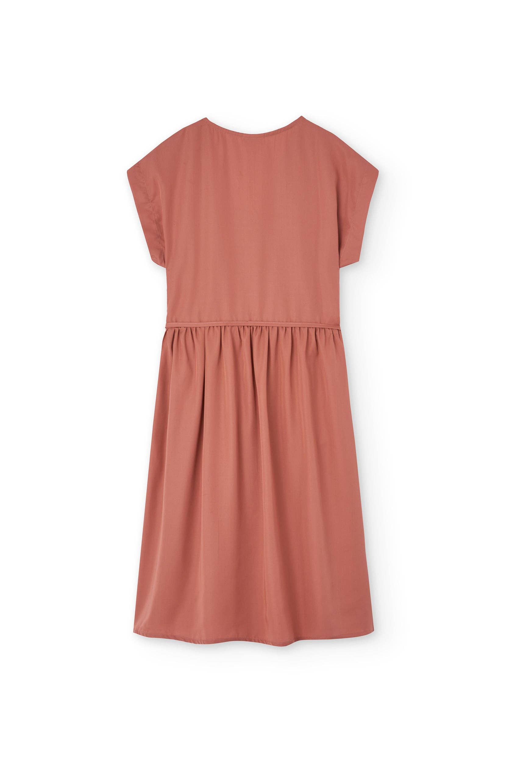 Rosa Hira Midikleid mit V-Ausschnitt und Wickeldesign aus rosa Tencel für den Großhandel auf Faire0