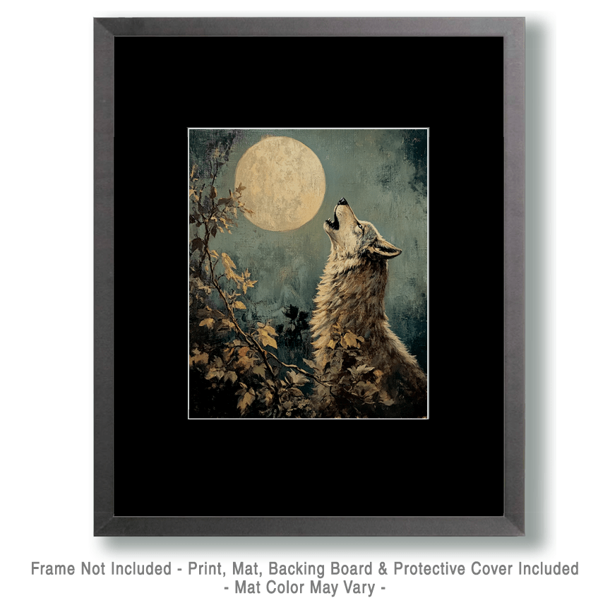 Mowbi - Wholesale Art Print - Vintage Howling Wolf - Animal Still Life Wall Art Prints – 8″x10″ Artwork for 11″x14″ Frame1