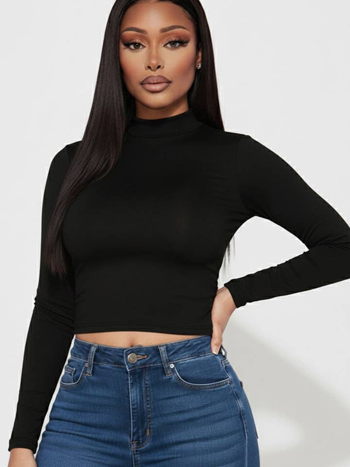 CAPELLA APPAREL - Vente Haut en maille – femme - Haut uni à col montant