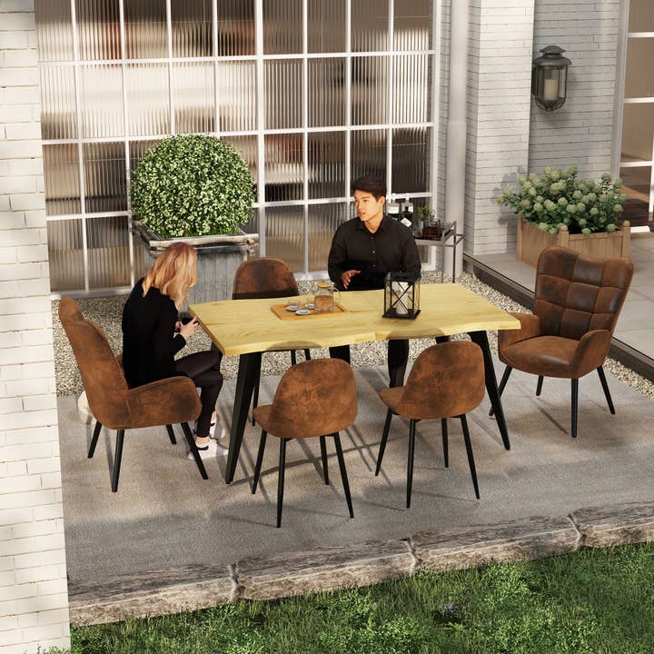 39F Inc. - Vente Chaises - Fauteuils de salon rétro industriels à dossier haut (beige/marron)17