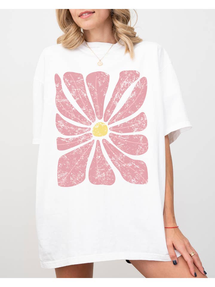 Refinery Number One LLC - Vente Tunique – femme - Fleur abstraite, motif floral bohème, chemise d'été et de nature8