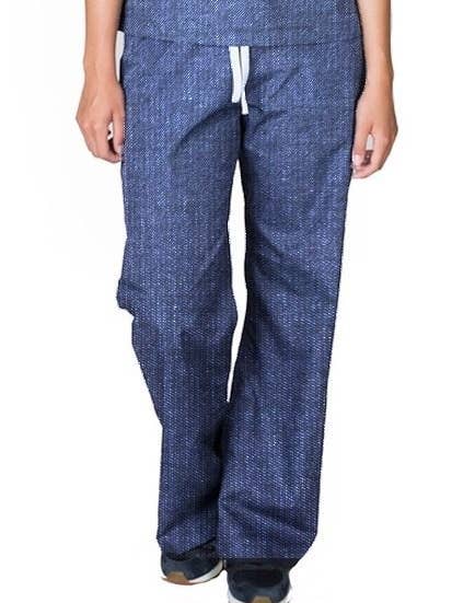 Denim Scrubs Pant 1 Pocket Unisex Drawstring Waistband for wholesale by Scrubandmore