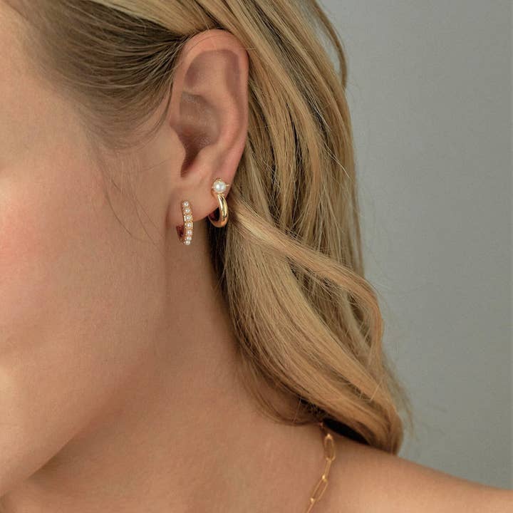 Kriya Veda - Wholesale Hoop Earrings - Beaded Pearl Hoops1