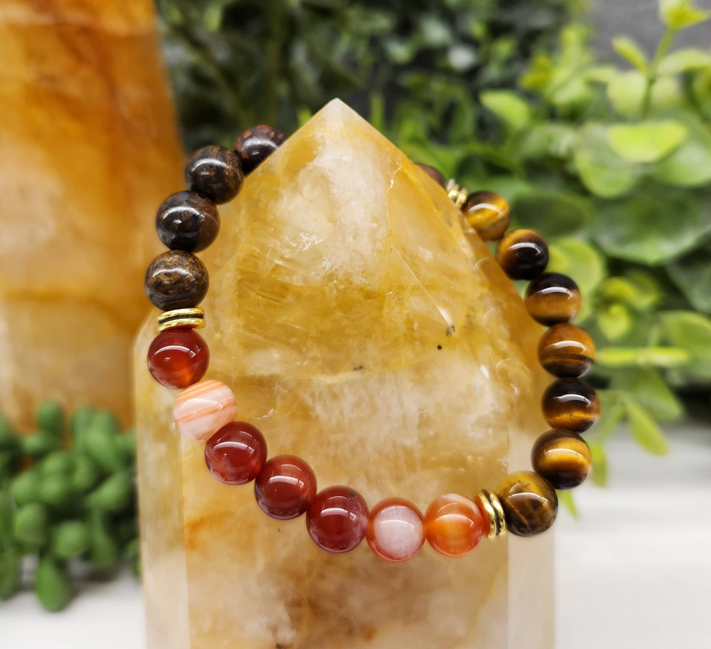 Meraki Gemstones - Wholesale Beaded Bracelet - GRIEF /LOSS-Band.Carnelian/Rose Quartz/Smoky Quartz-Bracelet2
