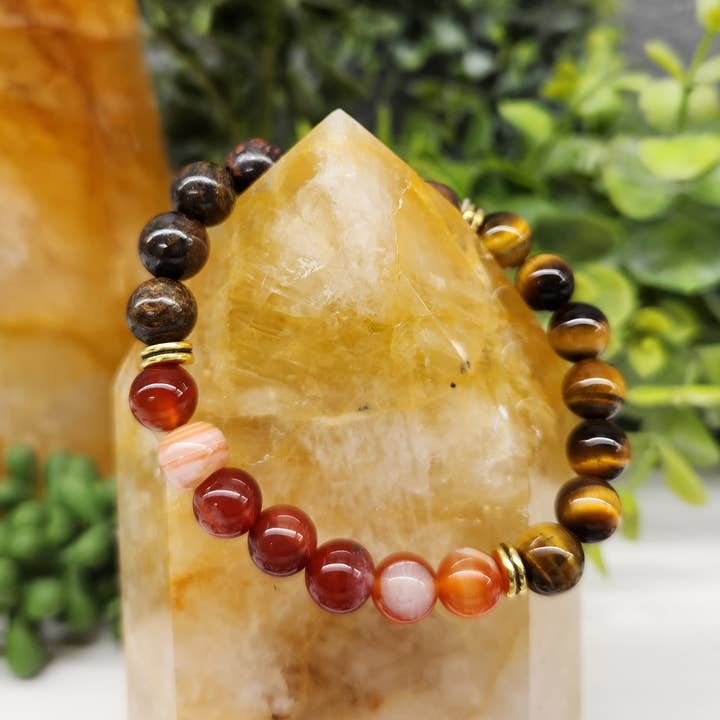 Meraki Gemstones - Wholesale Beaded Bracelet - GRIEF /LOSS-Band.Carnelian/Rose Quartz/Smoky Quartz-Bracelet2