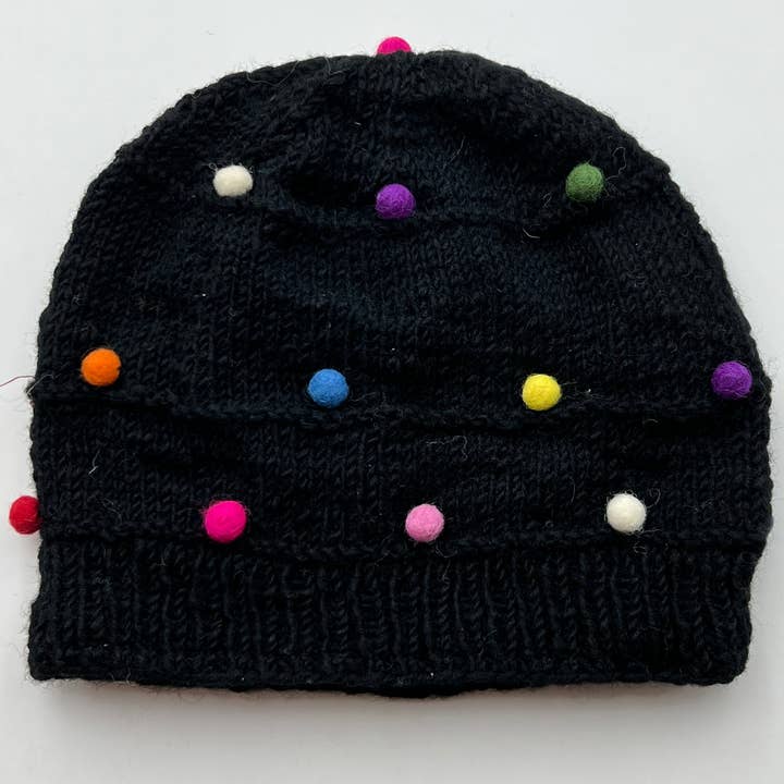 NURBU INC. - Wholesale Beanie - Women's - Pum Pum Woolen Hat (Black) Hast05