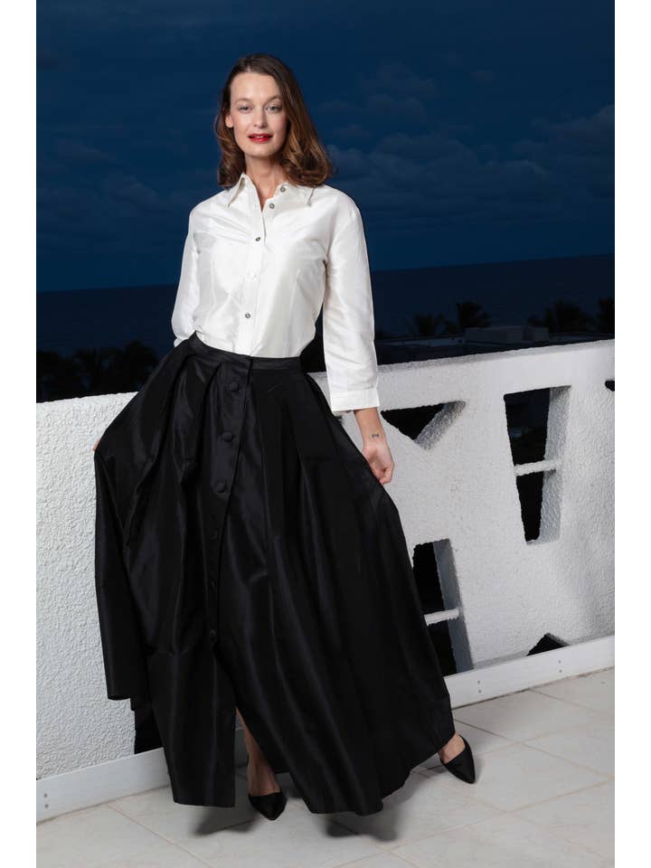 Dizzy-Lizzie - Wholesale Skirt - Women's - Ballgown Skirt black Dupioni silk