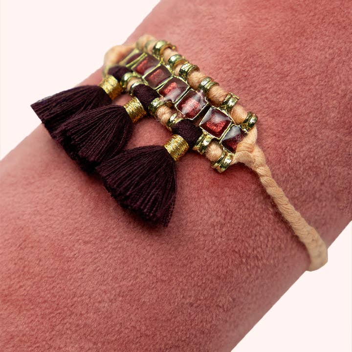 Beaded Bracelet Wide - Leopard, Aqua for wholesale by Powder Design inc - US