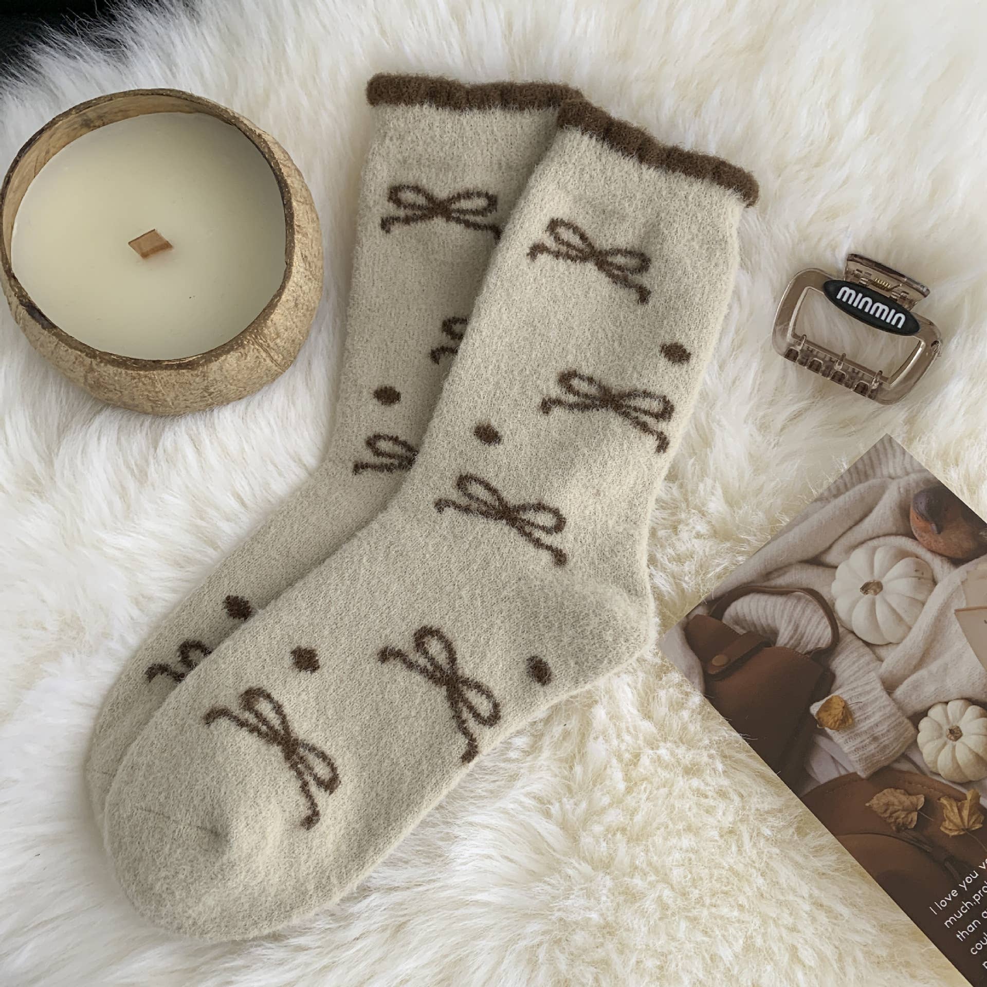 MKS America - Wholesale Socks - Women's - Plush Bow Ribbon Soft Warm Socks3