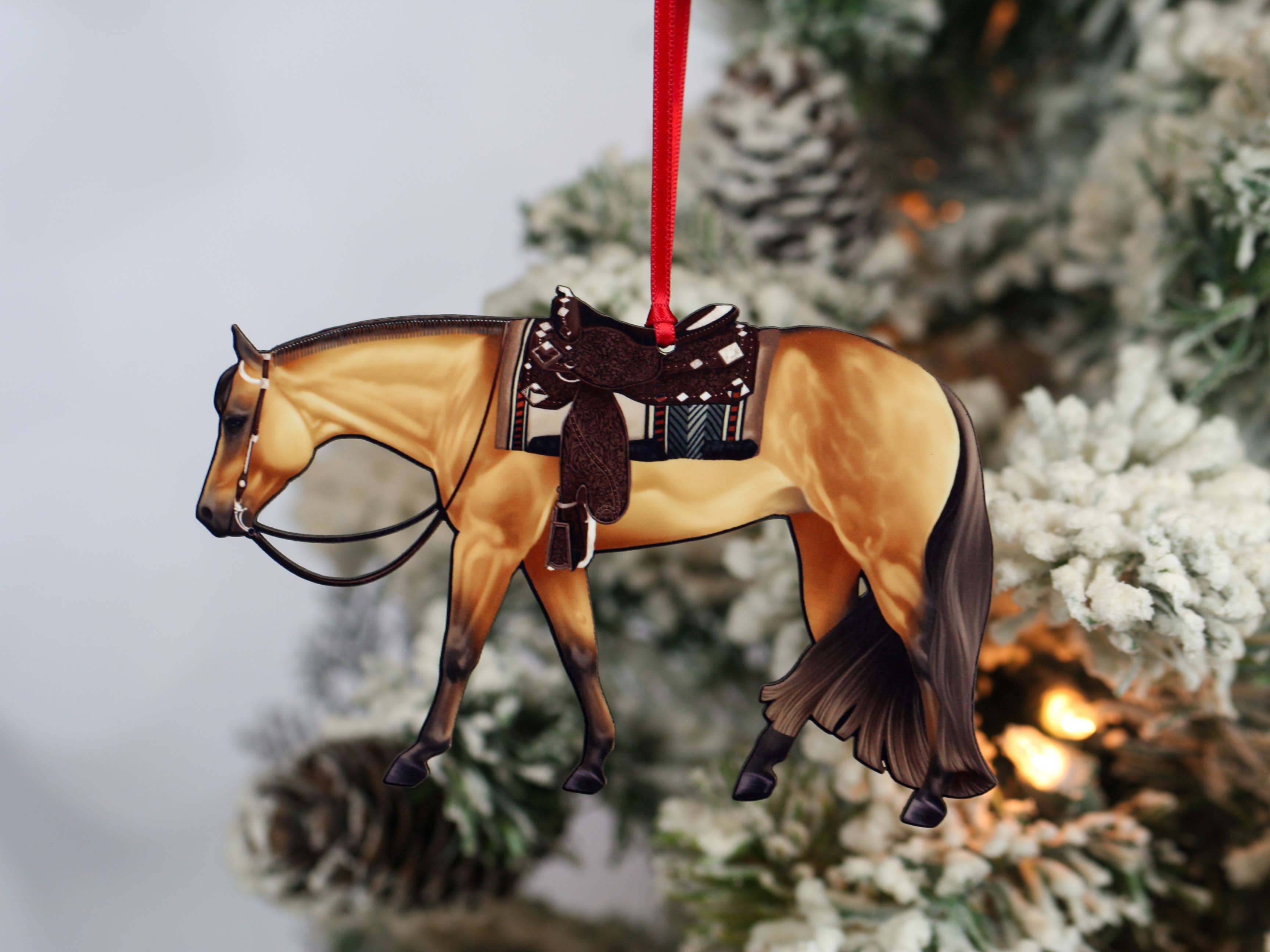 Classy Equine - Wholesale Ornament - Buckskin Western Pleasure Horse Ornament Quarter Horse Gift3