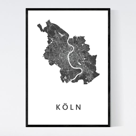 Köln - A3 Framed City Map - Poster for wholesale by Art in Maps