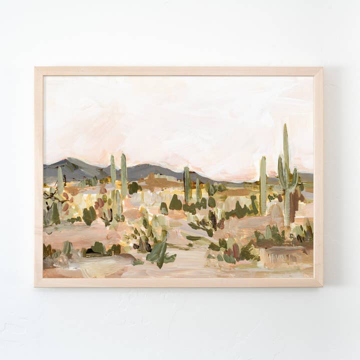 Earthy Cactus Art Print - Saguaro for wholesale by Laurie Anne Art