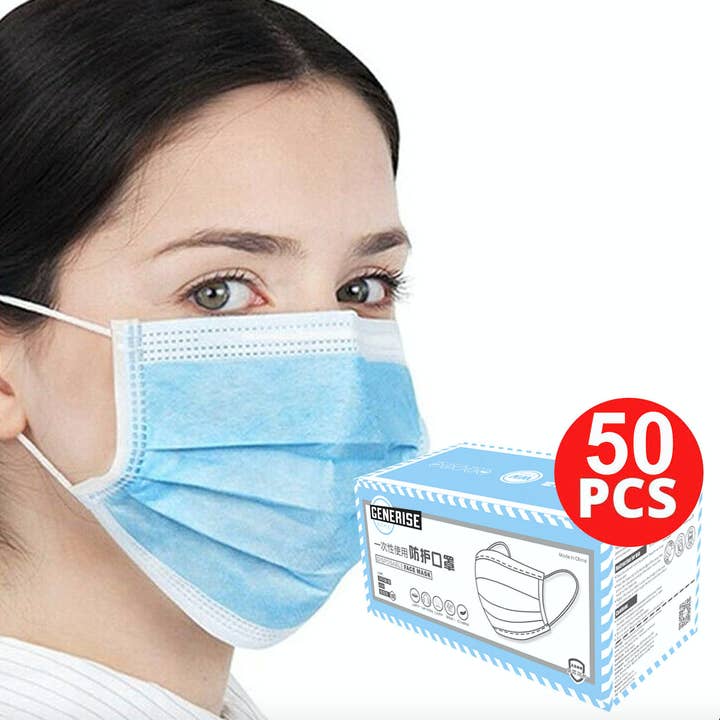 My Wholesale Warehouse - Wholesale Non-Medical Disposable Mask - Generise 3 Ply Disposable Face Masks - Blue 50pcs WN