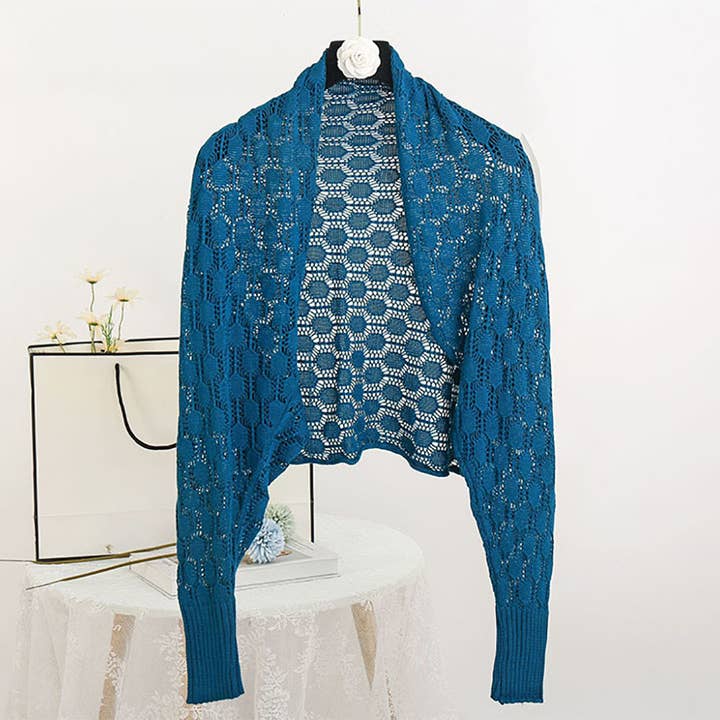 Fennco Styles - Vente Cardigan – femme - Boléro ajouré en crochet à manches longues4