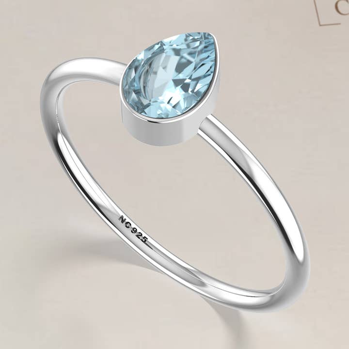 Anelli impilabili in acquamarina naturale da donna in argento 925 per la vendita all'ingrosso da parte di Nature Crafts