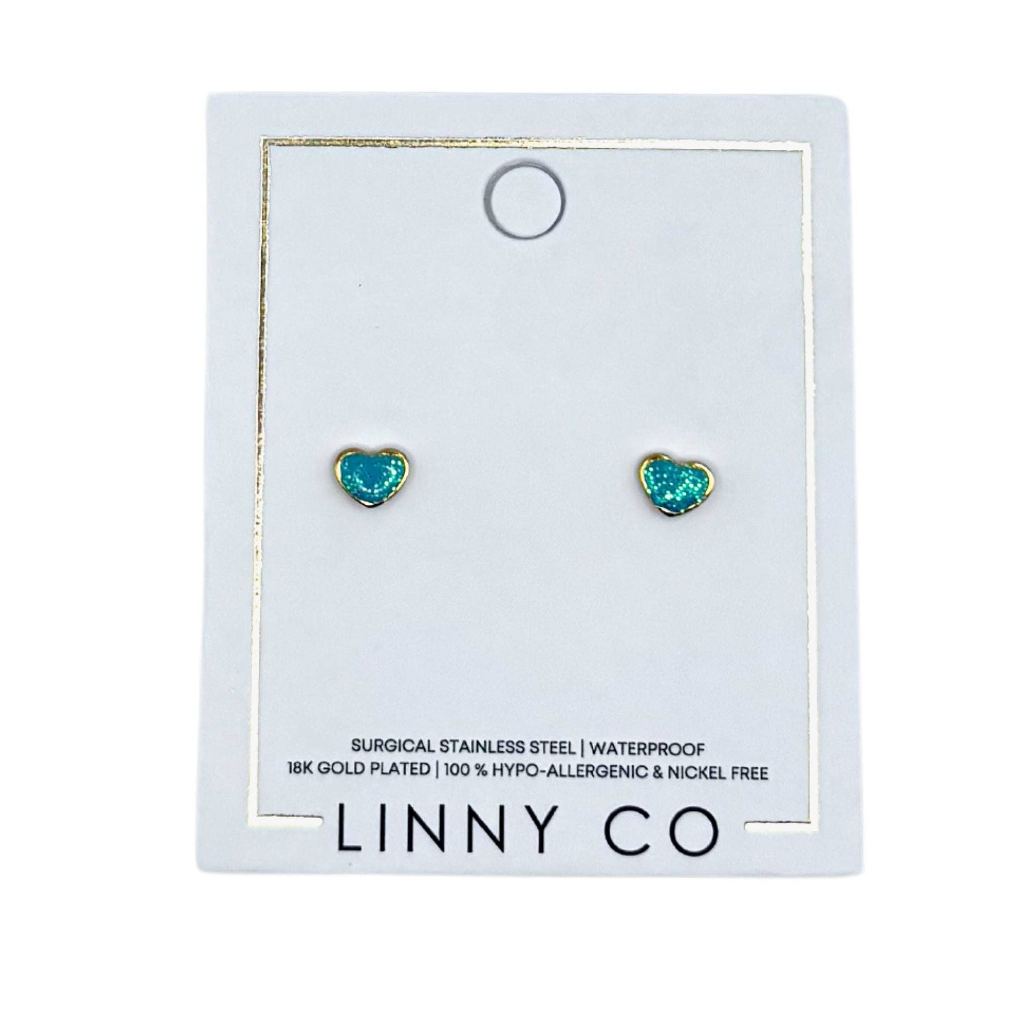 LINNY CO - Vendita all'ingrosso Orecchini a bottone - Orecchini a vite - Nora Cuore Teal3