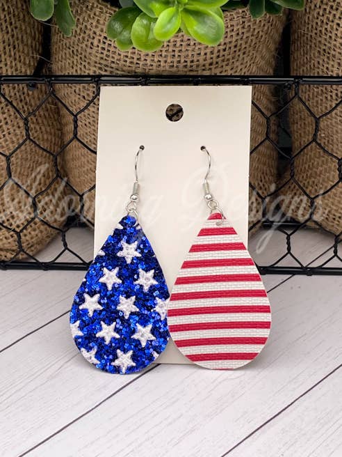 Stars and Stripes Single layer Dangles for wholesale by Adorning Designs