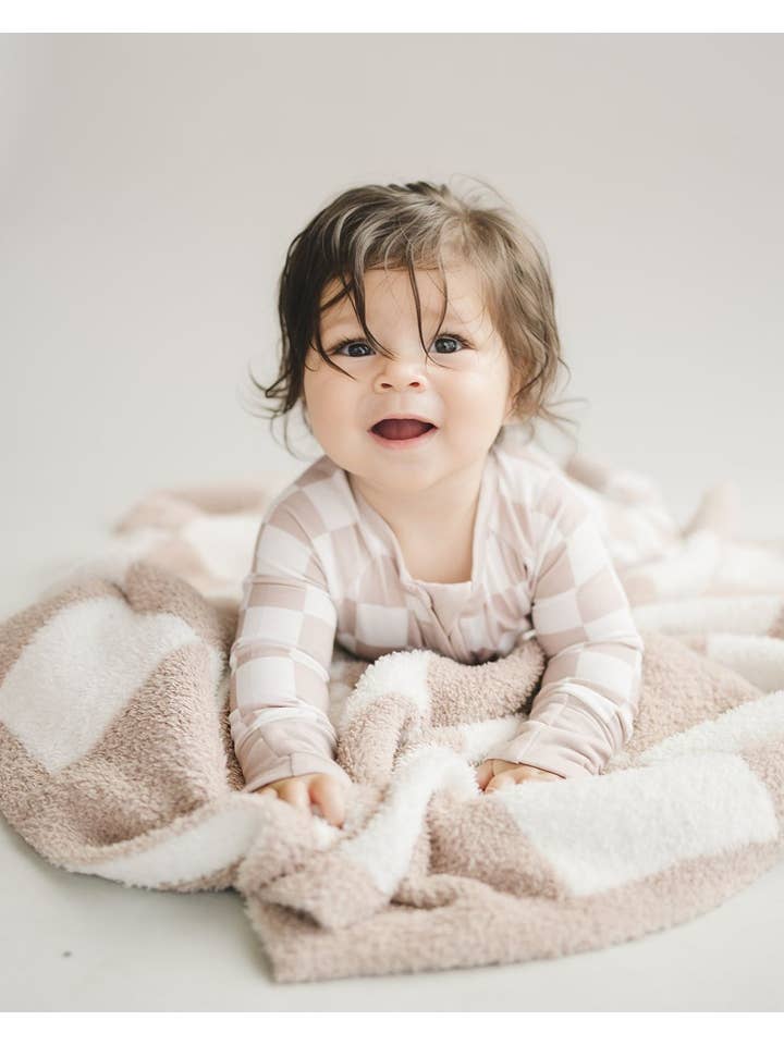 Lucky Panda Kids – wholesale Byxdress - Baby – Bambu Baby Unisex kläder med dragkedja | Latte Rutig